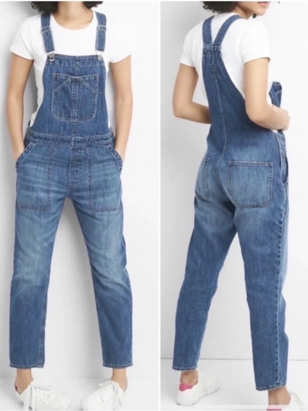 UEC GAP Medium Indigo
Cropped Slouch Straight Leg Denim Jean Overalls
Size XS